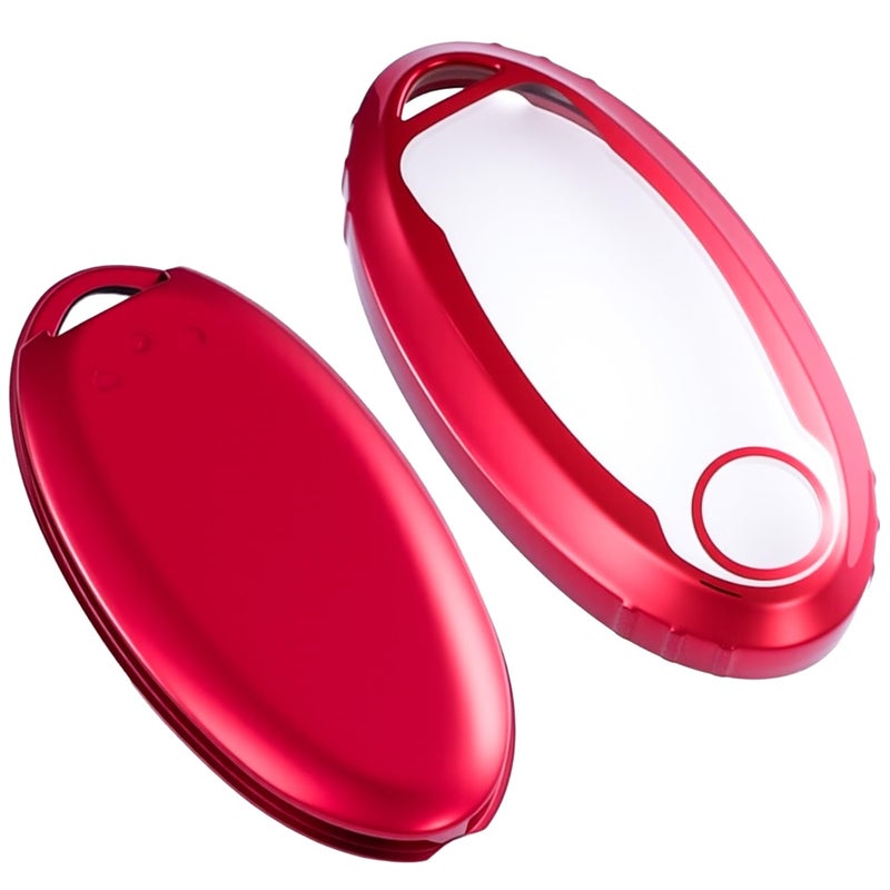 Lcyam Key Fob Cover Fits for Nissan Egg-Shaped Transmission 2022 Altima Leaf Titan Maxima Sentra X Trail Patrol Murano Serena Armada Versa, Red - Image 1
